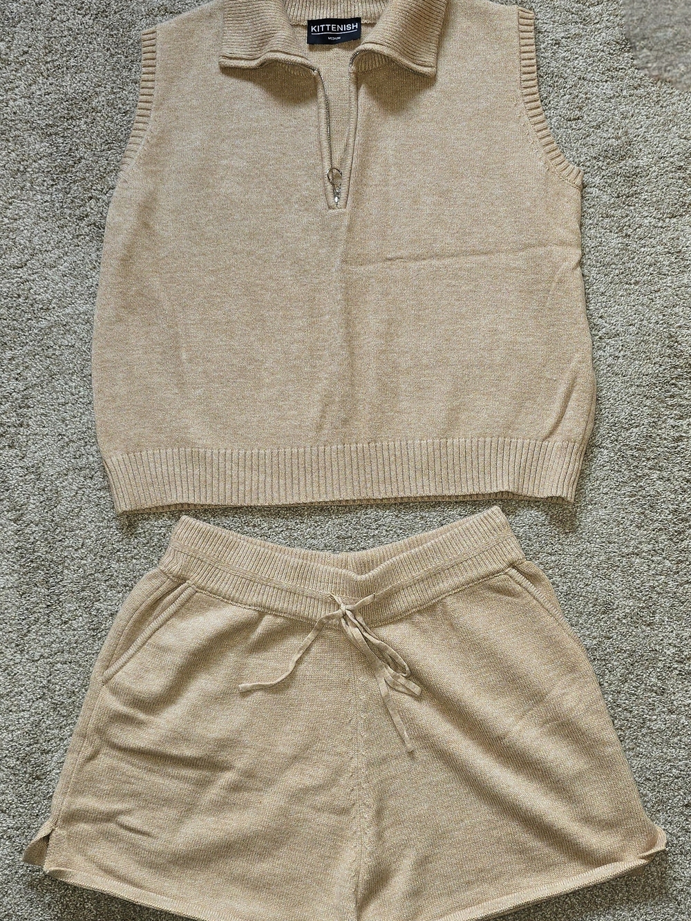 KITTENISH Women's Beige 2 Piece Set